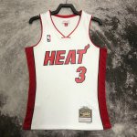 Maillot de Basket #3 Dwyane Wade Heat 2005-06 M&N Vintage Blanc Imprimé